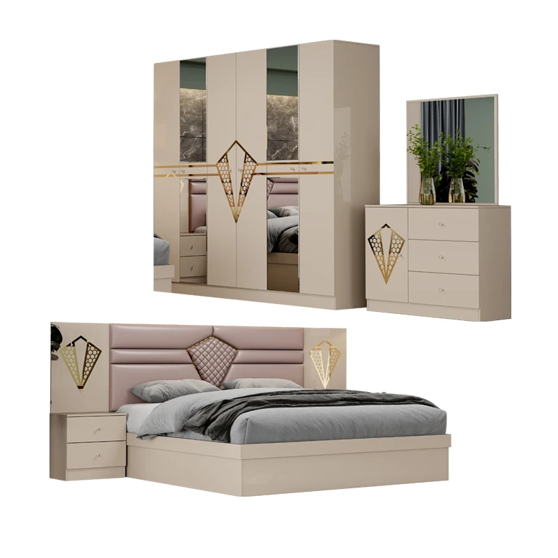 

&Wholesale Modern Wooden Frame King Size Bed Queen Cheap Luxury Full Bedroom Furniture Set