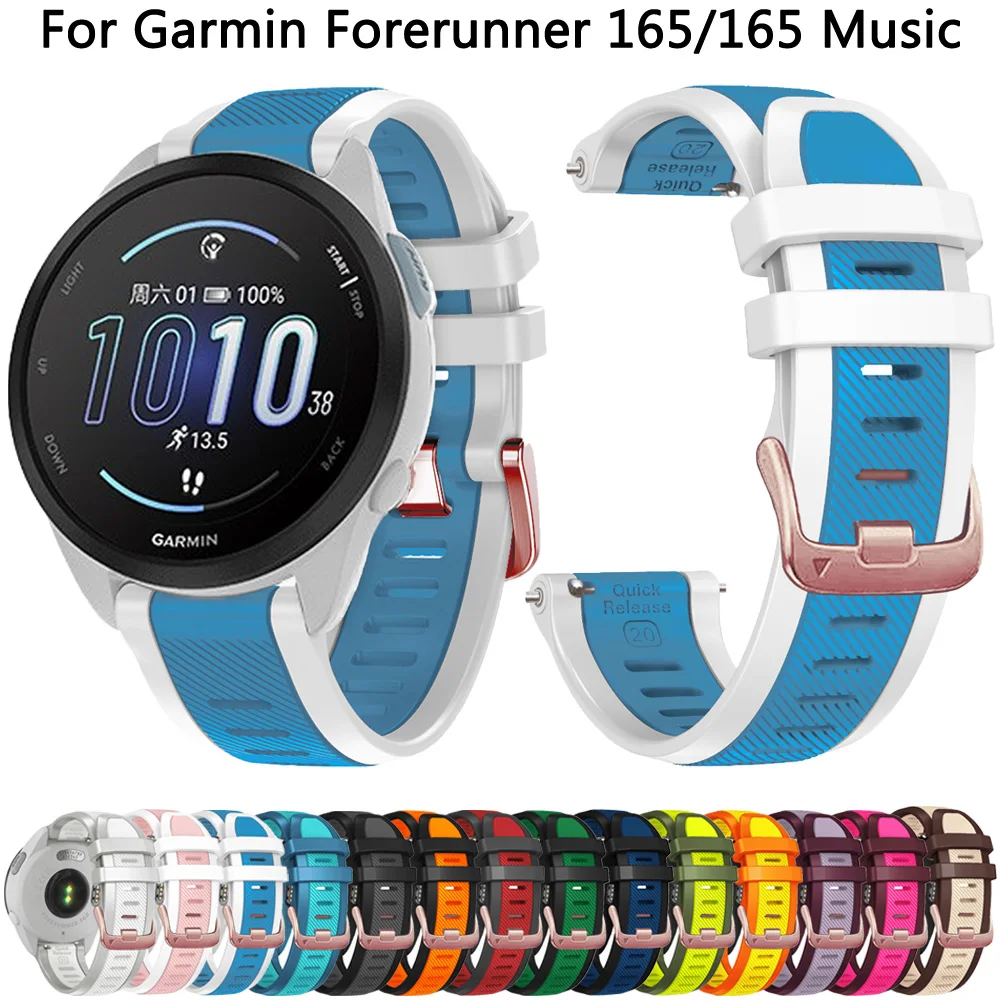 For Garmin Forerunner 165 245 645 Music Original Strap 20mm Smartwatch Band for Vivoactive 5 3 Venu SQ 2 Plus Silicone Watchband