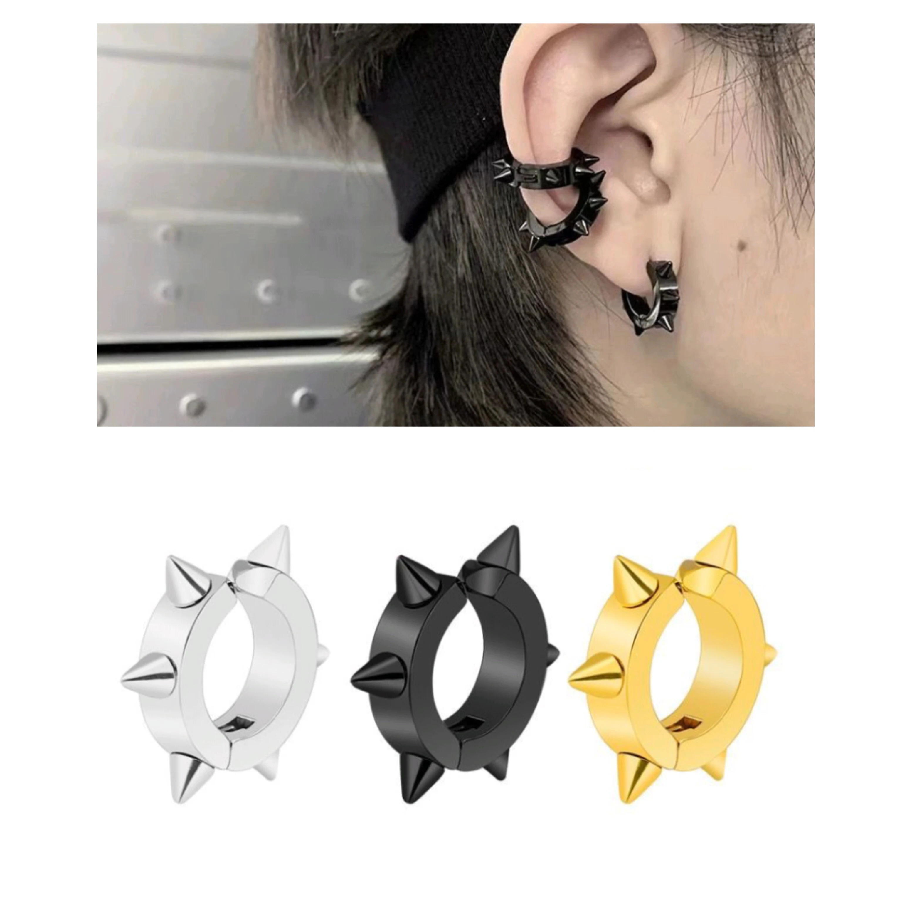 

1PC Non-pierced Earrings Non-hole Classic Fake Hoop Earring Punk Without Piercing Hip-hop Ear Bone Buckle Ear Clips Jewelry