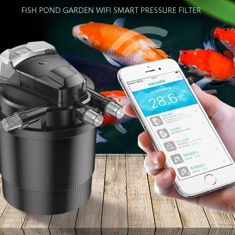 Fish Pond Wifi Smart Pressure Filter Large External Filter Bucket Pond Water Filtration System