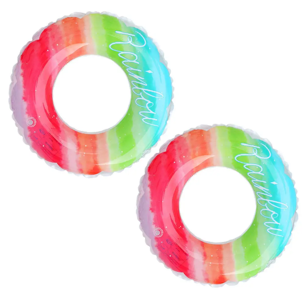 

Надувной плавательный круг с радужным дизайном, 2 шт., утолщенный, для бассейна, пляжа, озера, для взрослых и детей, аксессуар для плавания