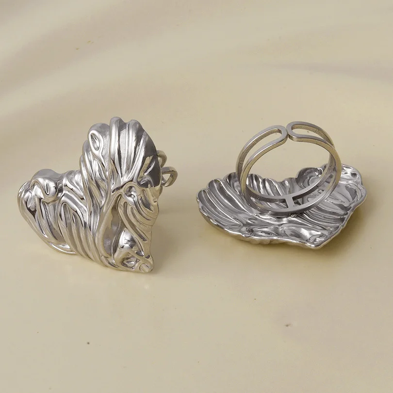 Metal Stainless Steel Open Adjustable Rings For Women Men Geometric Blank Cobochons DIY Ring Sun Flower Bow Girl Fashion Jewelry