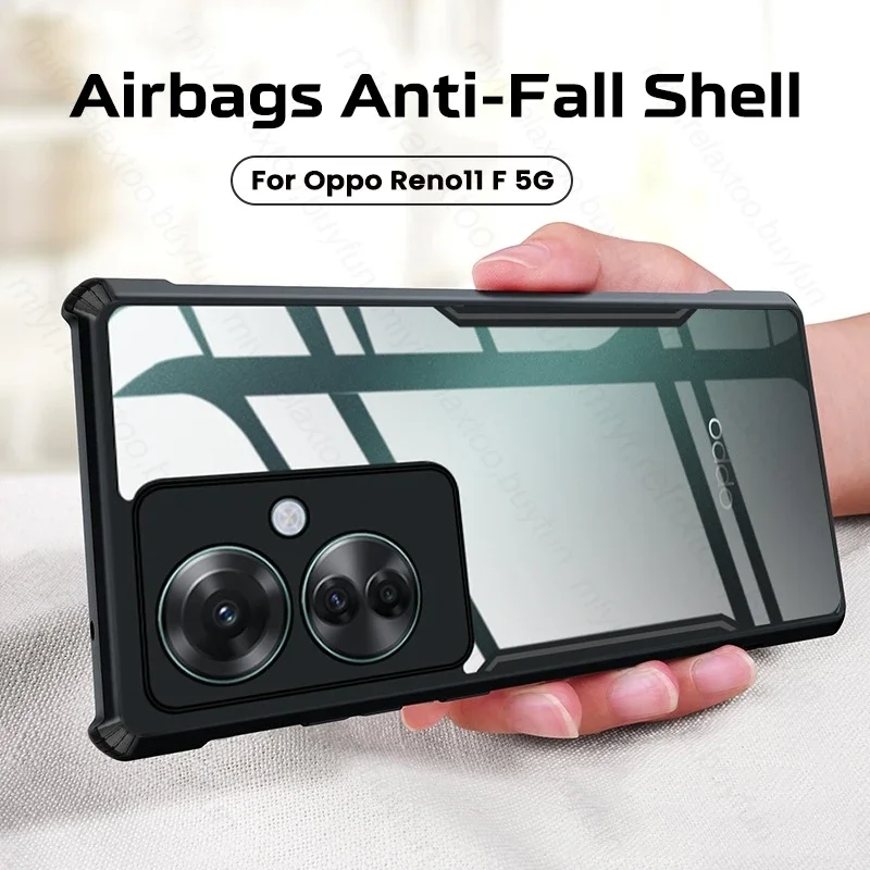 For Oppo Reno11 F 5G Case Transparent Acrylic Armor Shockproof Cover Orro Opo Reno11F Reno 11F 11 F F11 5G TPU+PC Protect Coque