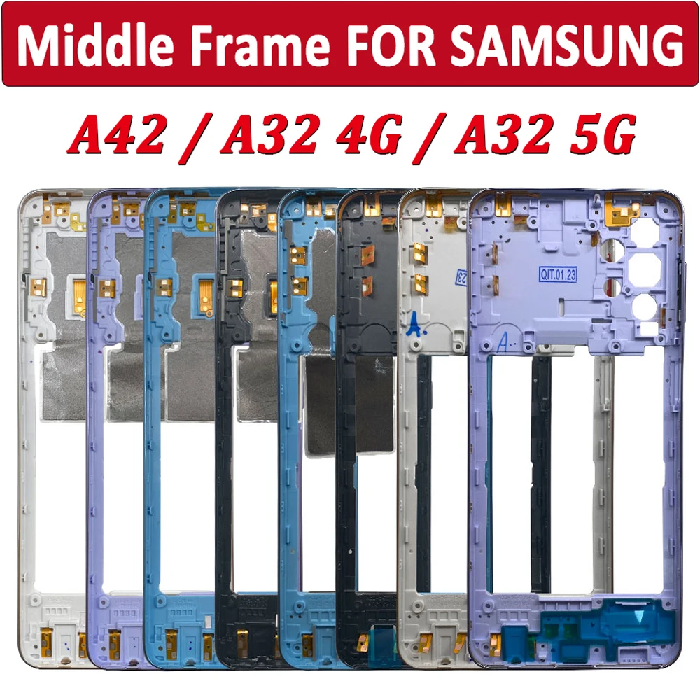 Baru diuji pemegang bingkai tengah penggantian bagian perbaikan dengan tombol Volume kunci untuk Samsung A42 / A32 4G / A32 5G