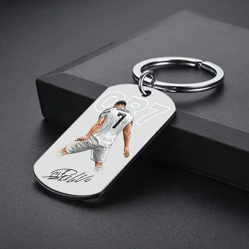 هدية كرة القدم CR7 للرجال، سلسلة مفاتيح من سبائك الزنك رقم 7، تذكار على قلادة سيارة لمحبي كرة القدم #5