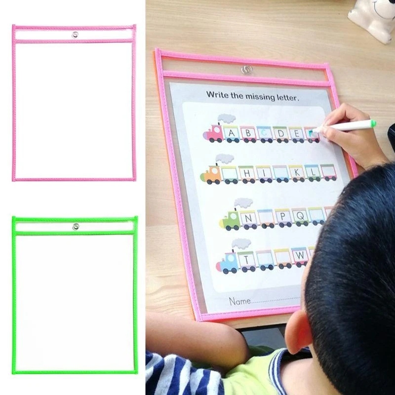 

10x Heavy Duty Pockets Ticket Holders Sheet Protectors Clear Washable,for Classroom Organization Reusable Teaching Supplies