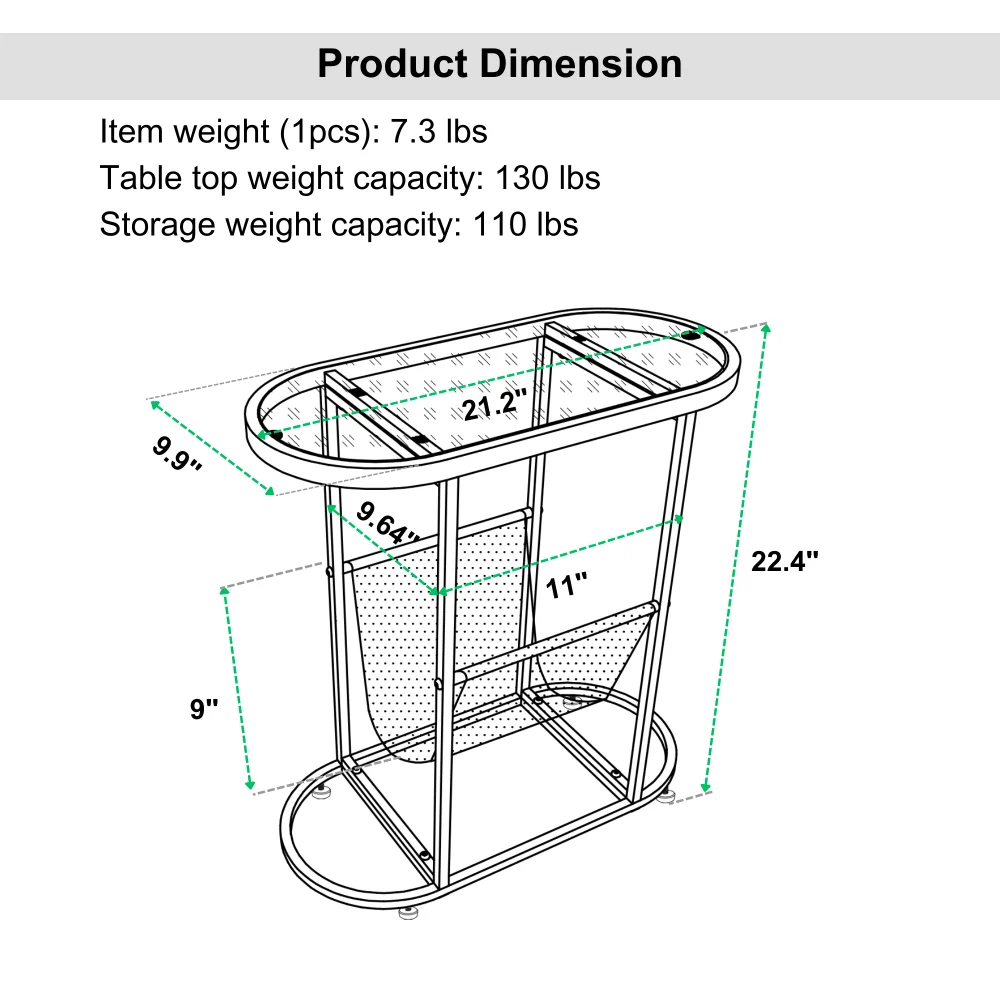 Petites tables d'Appoint promenales en Verre, Petit Espace de Salon avec Magazines, Espace de Rangement, Ensemble de 2