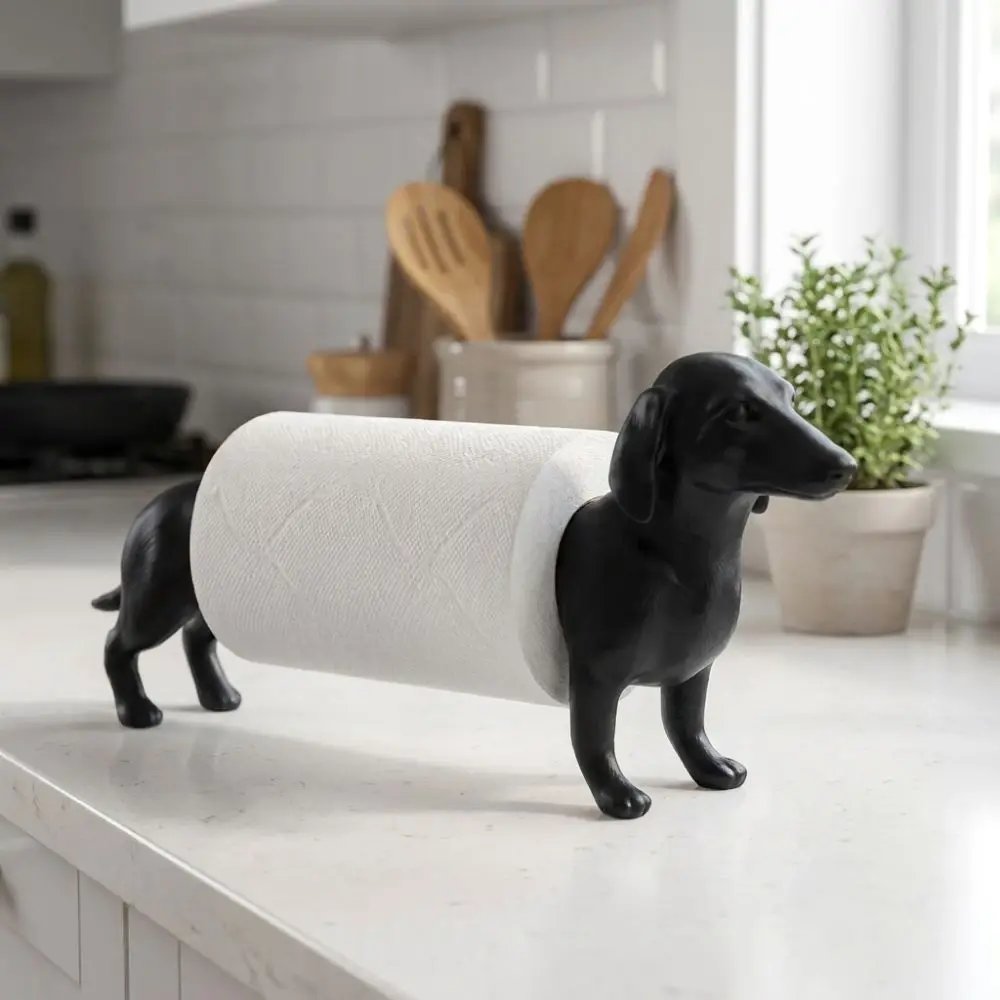 3D Printed Dachshund Paper Towel Holder Functional Freestanding Dog Kitchen Tissue Rack Funny Vintage Cute Pet Roll Stand