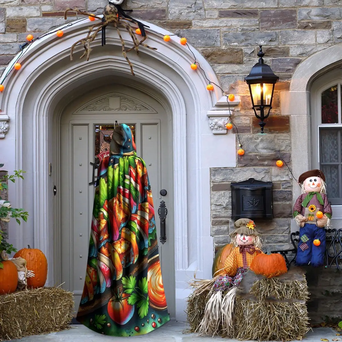 ケバブ新鮮な食材ロングフード付きマント魔女中世コスチュームコスプレケープハロウィンコート大人ユニセックス