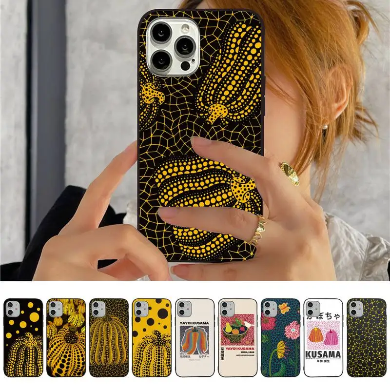 Yayoi Kusama Pumpkin Phone Case for iPhone 11 12 13 Mini Pro Max 8 7 6 6S Plus X 5 SE 2020 XR XS Funda Cover