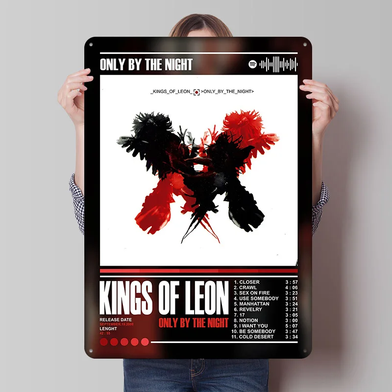 

Kings of Leon - Only By The Night Printing Poster Customized Retro Wall Art Vintage Metal Signs for Mancave Bar Accessories Room