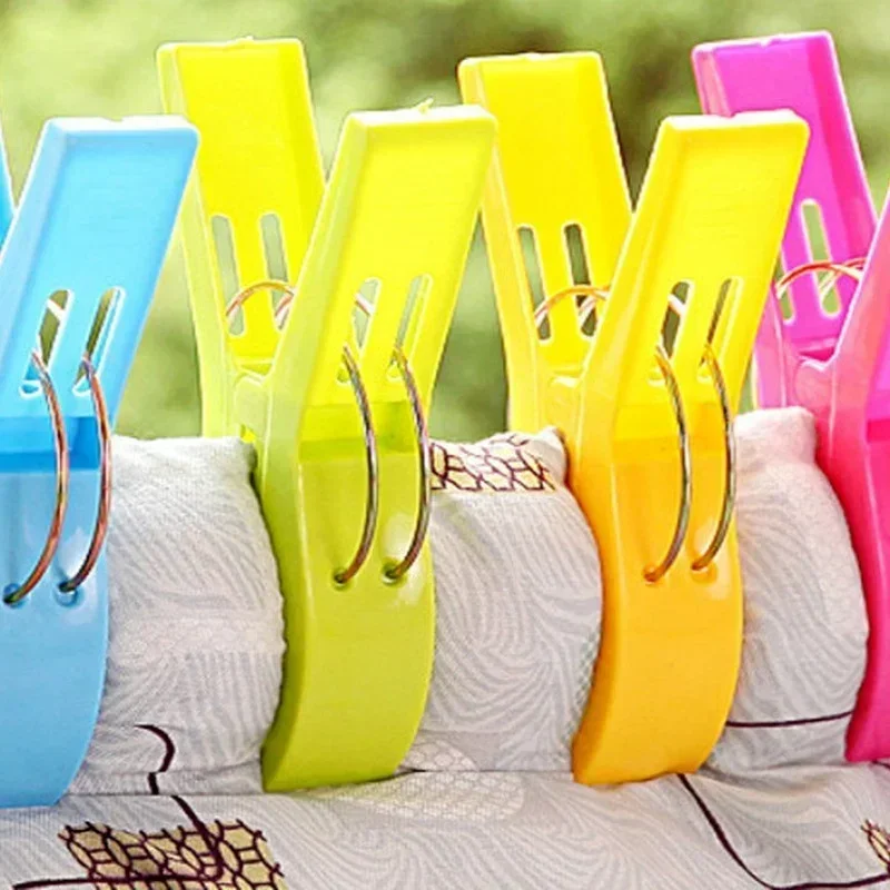 4pcs Large Bright Colour Clothes Clip Plastic Beach Towel Pegs Clothespin Clips To Sunbed Home Wardrobe Storage High Quality