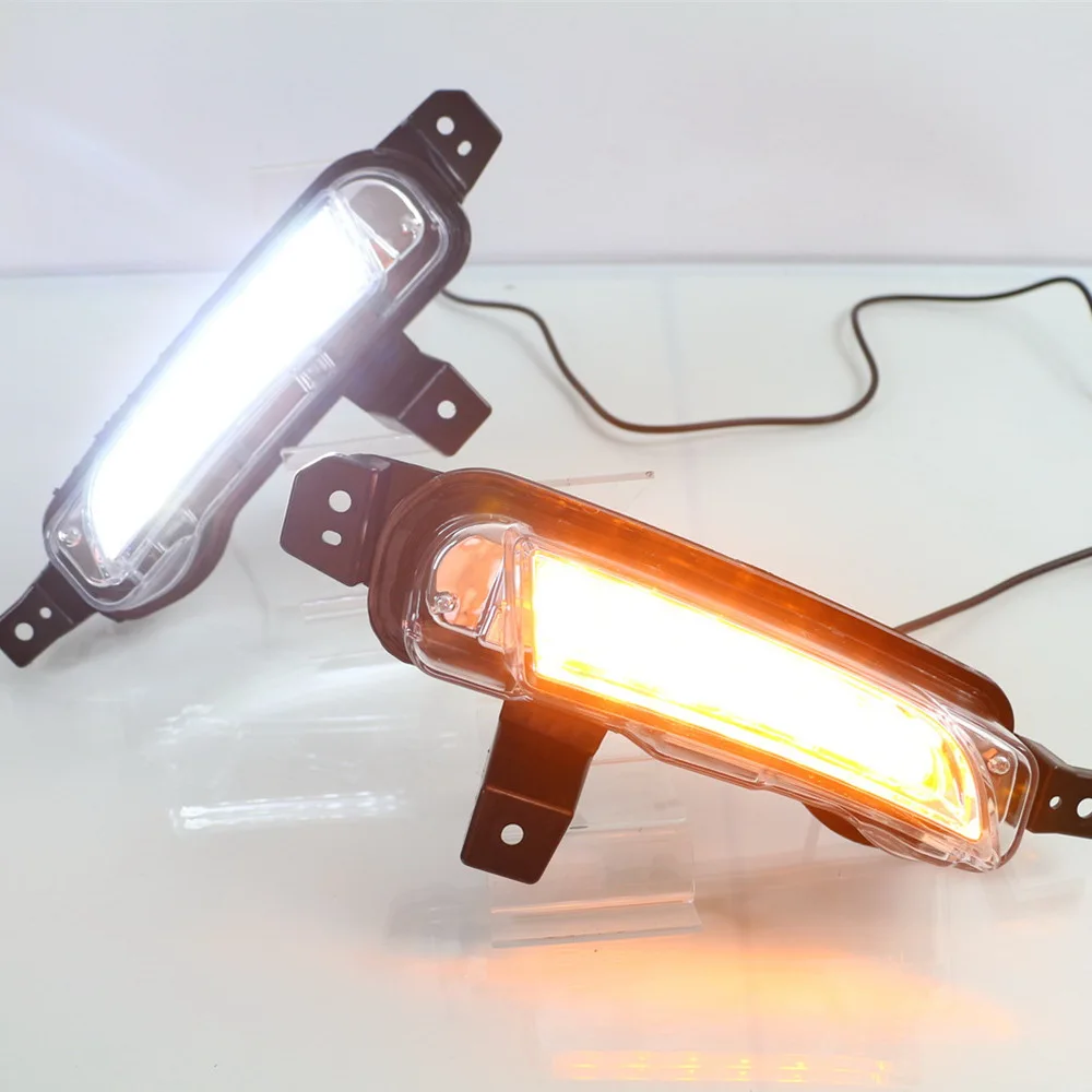 

July King LED Daytime Running Lights Compatible for Suzuki Vitara 2015-2019, LED 6000K Front Bumper DRL with Yellow Turn Signals