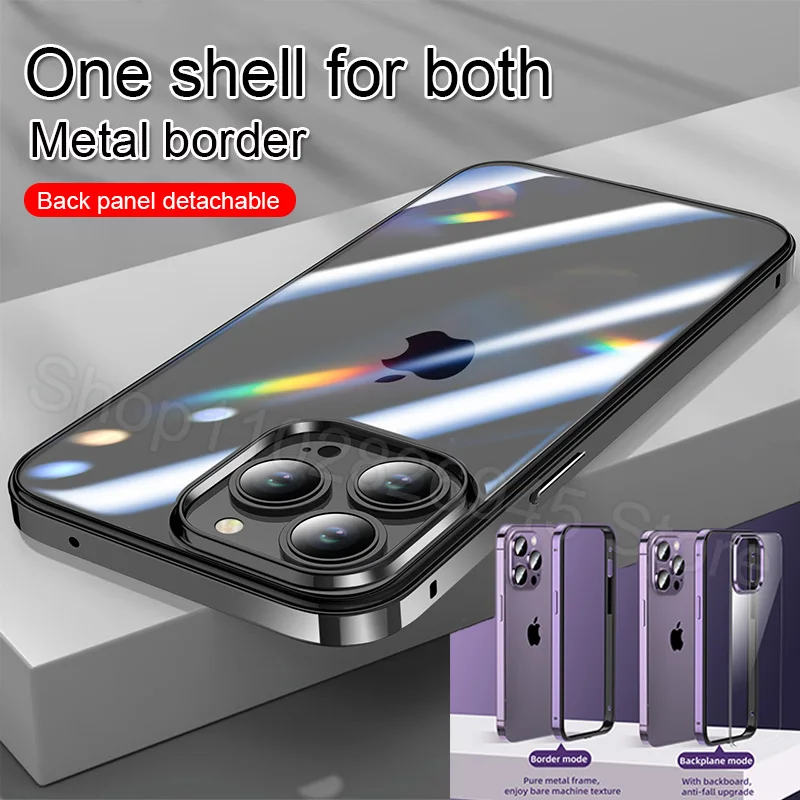 

One Shell for Both Hybrid Silicone Frame Aluminum Metal Phone Case For iPhone 15 14 13 12 Pro Max Better Heat Bumper