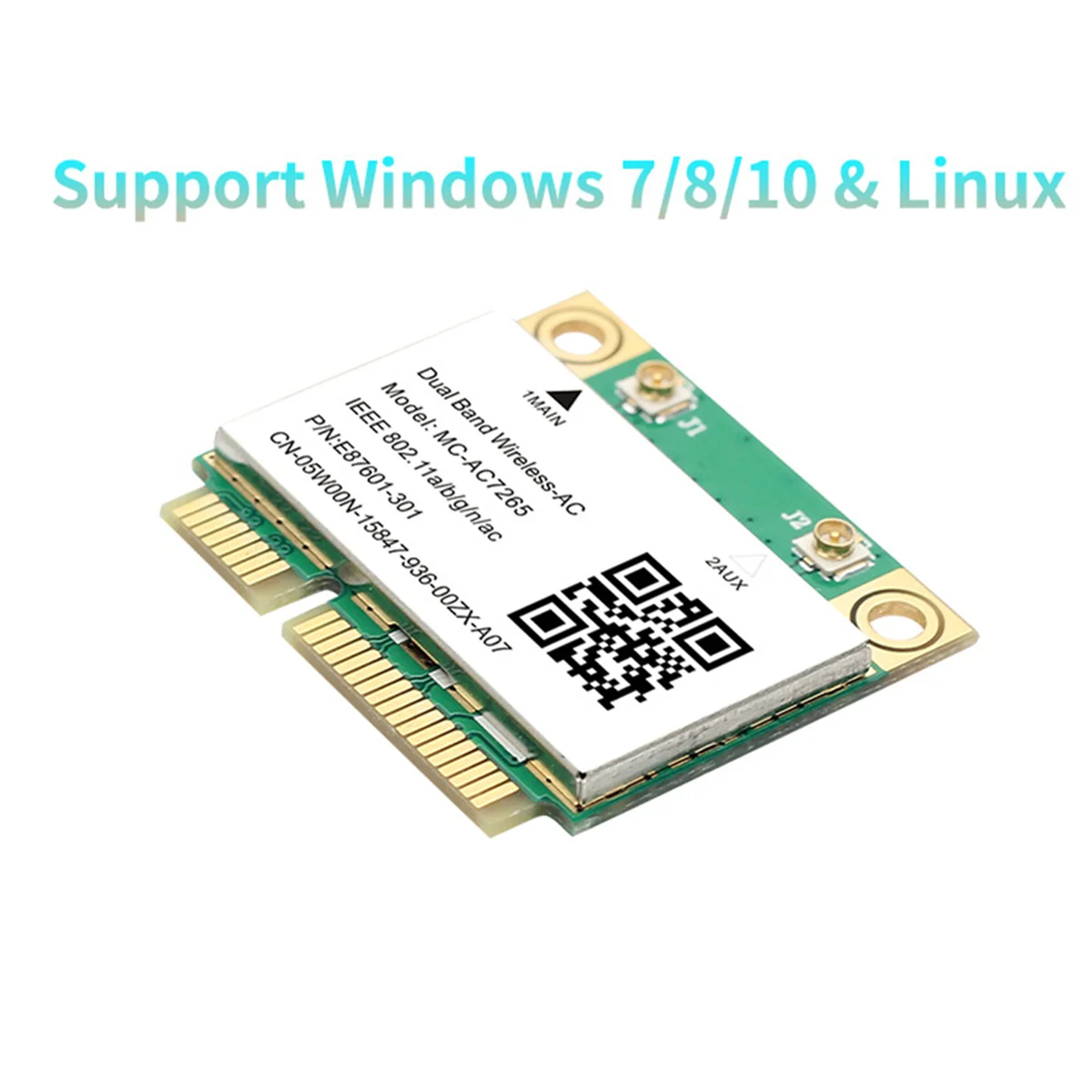 AT08 新しい 1200Mbps Bluetooth 4.2 ミニ PCI-E Wifi カード -AC7265 ワイヤレスネットワークカード 7265 802.11ac 2.4G 5Ghz ラップトップ 7260HMW 用