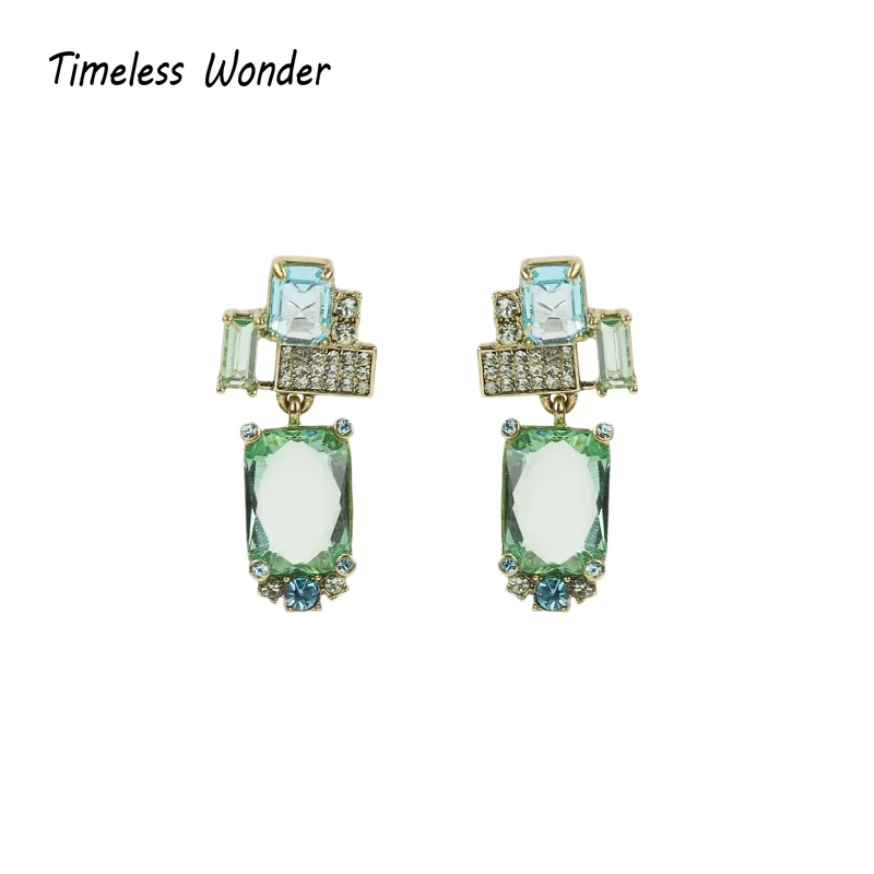 

Timeless Wonder Fancy Crystal Zircon Geo Button Earrings for Women Designer Jewelry Punk Sweet Gift Rare Top Classy 3346