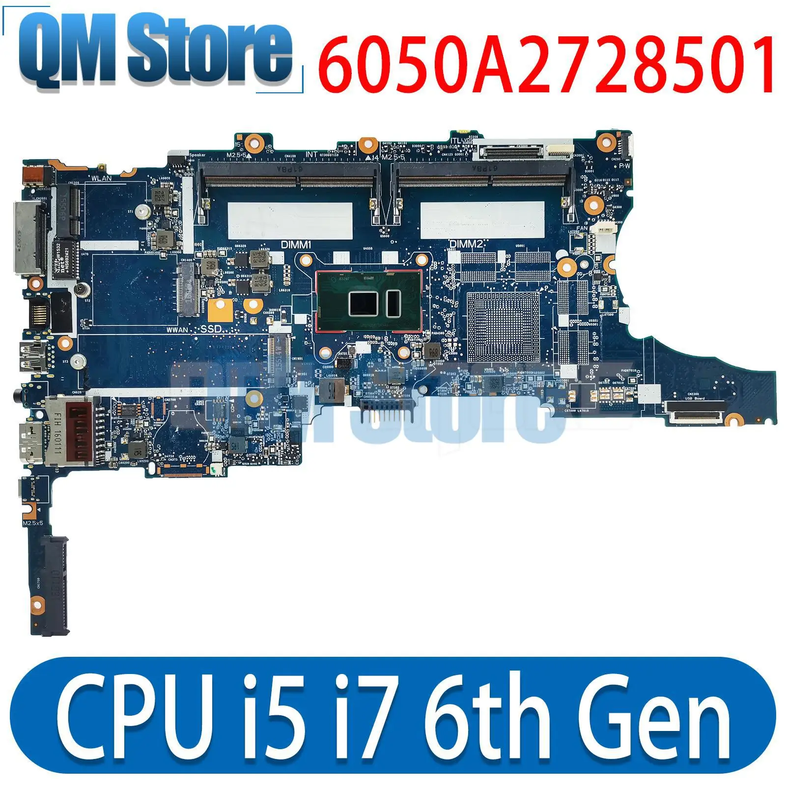 

6050A2728501 Mainboard For HP Elitebook 840 G3 850 G3 6050A2822301 Laptop Motherboard with I5 I7 6th Gen CPU DDR4 100% test work