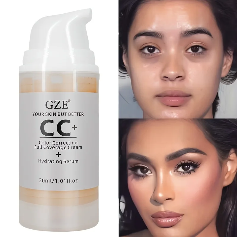 كريم GZE CC+ مع مصل |   كريم أساس لتصحيح الألوان بتغطية كاملة |   ترطيب، يمنح لون البشرة، يغطي العيوب والهالات السوداء