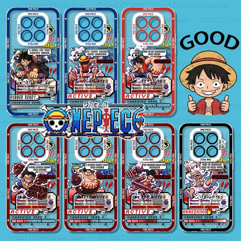 O-ONE PIECE Luffy Gear Pixel Game UI Case for Xiaomi Redmi Note 15 14 13 Pro Plus 12 11 10 9 14S 13S 12S 11S 10S 4G 5G Cover