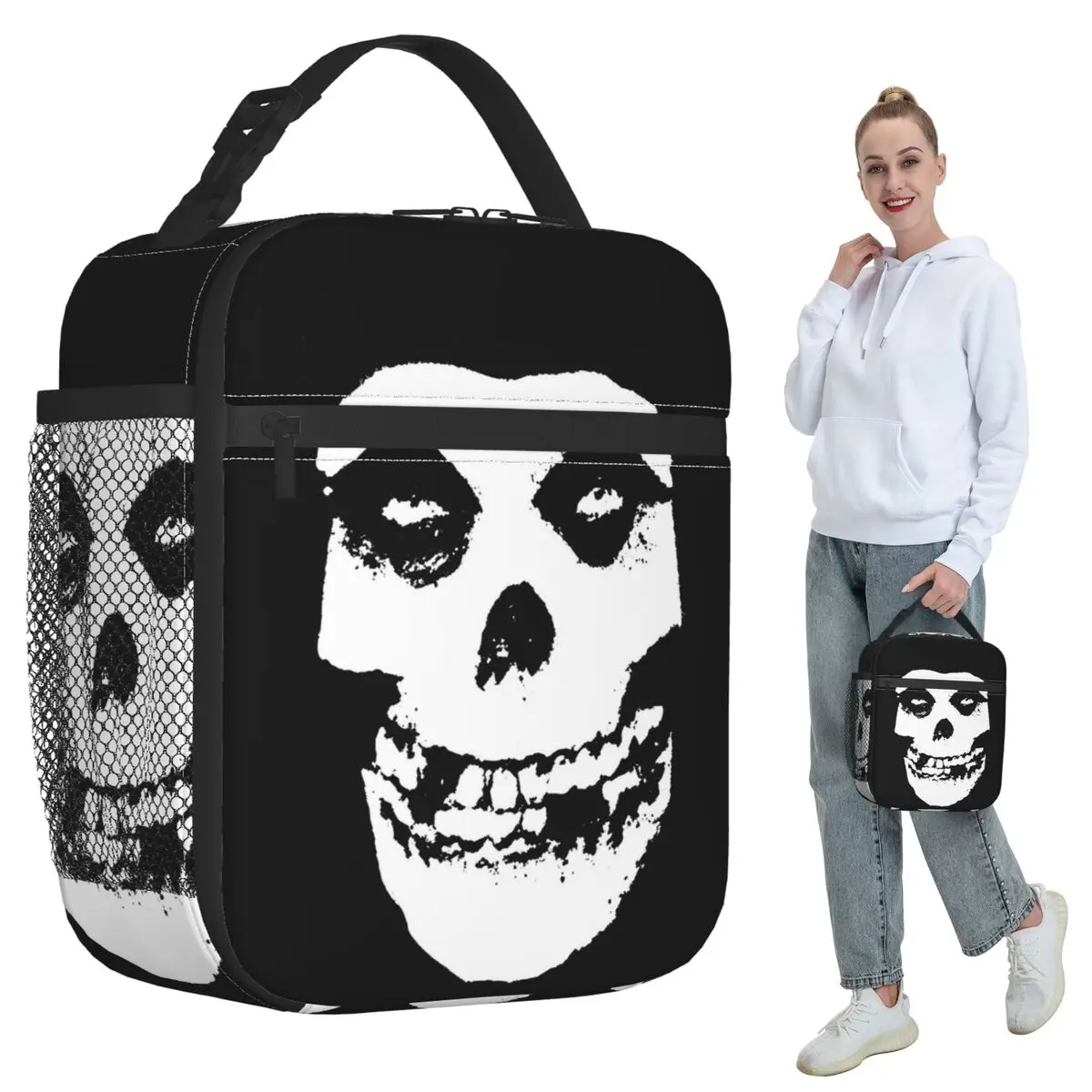 

Misfits Skull Insulated Lunch Bag for Women Office Cooler Thermal Food Box Tote Portable Lunch Boxes Container
