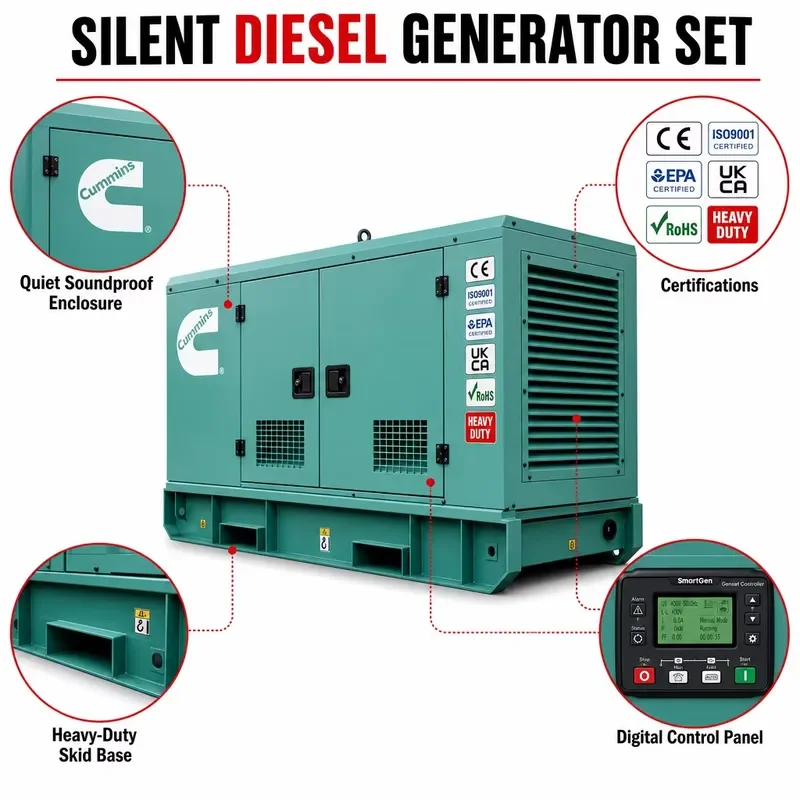 3 Phase 16kw 20kw Weichai Super Silent Open Frame Generator Auto/Remote Start ATS Reliable Performance
