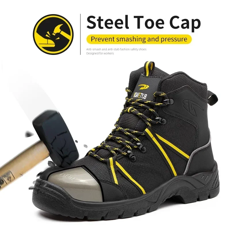DurableHigh-top Mesh Is Breathable Anti-smashing Anti-puncture Steel Toe Work Shoes Electric Dropshipping