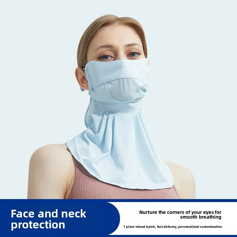 Women Outdoor UPF50 UV Protection Sunscreen Mask Nylon Ice Silk Scarf Sunshade Cycling Neck Cover Breathable Lightweight