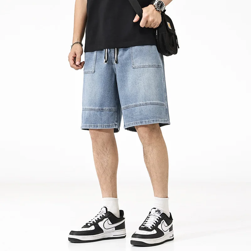 良質の夏のファッションメンズカーゴショーツ夏のファッション弾性ウエストマルチポケット S-5XL 大きいサイズパッチワークジーンズショーツ