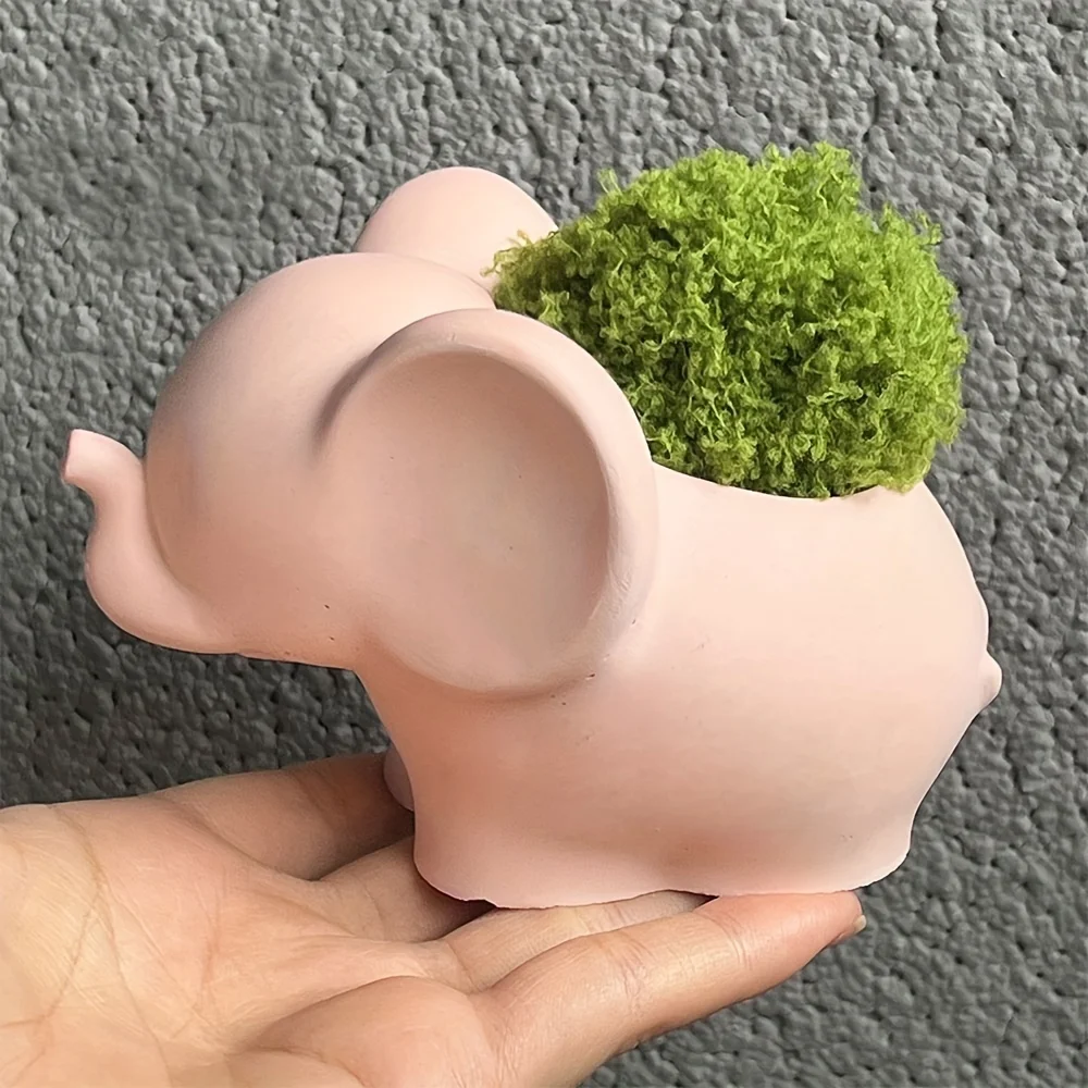 Cute Elephant Flower Pot, Cement Flower Pot Clay Silicone Mould, Aroma Candle Jar DIY Jewellery Storage Box Home Decoration Gift