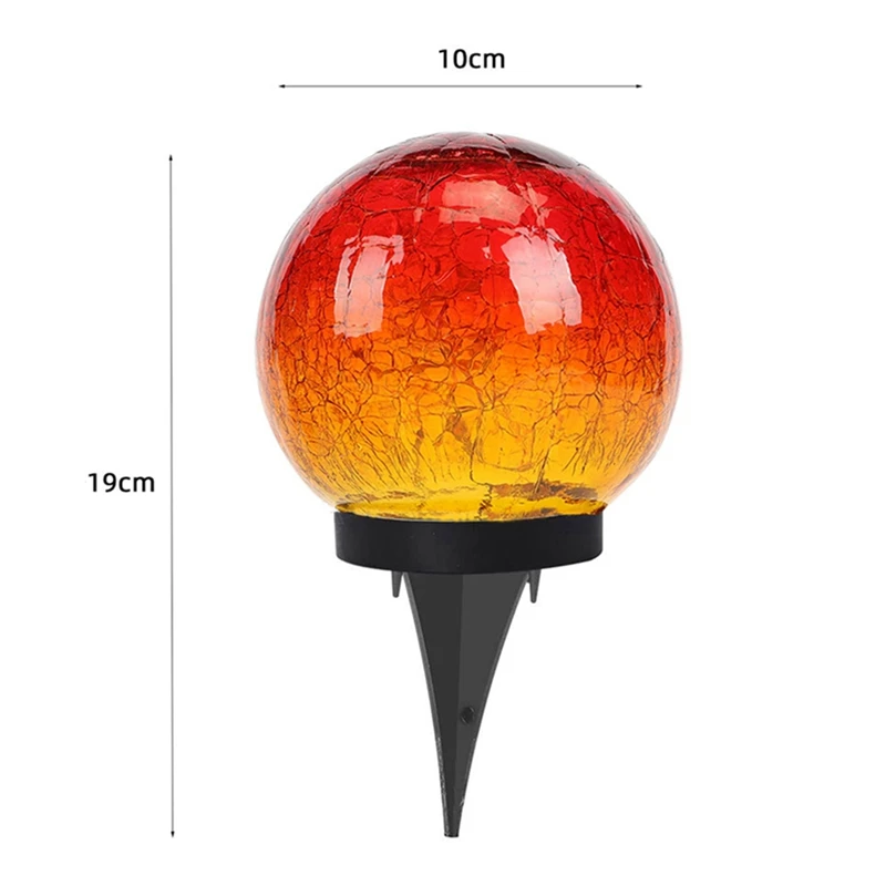 TKOH-2Pcs Solar Ball Lights Outdoor Garden Decor Cracked Glass Solar Lights Courtyard Decorative Pathway Courtyard Lawn