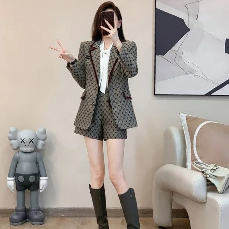 2024 Outfits Blazers En Korte Broek Pakken Voor Vrouwen Klassieke Zomer Kleermaker Kleding Business Dames Korte Broek Set 2 Stuks