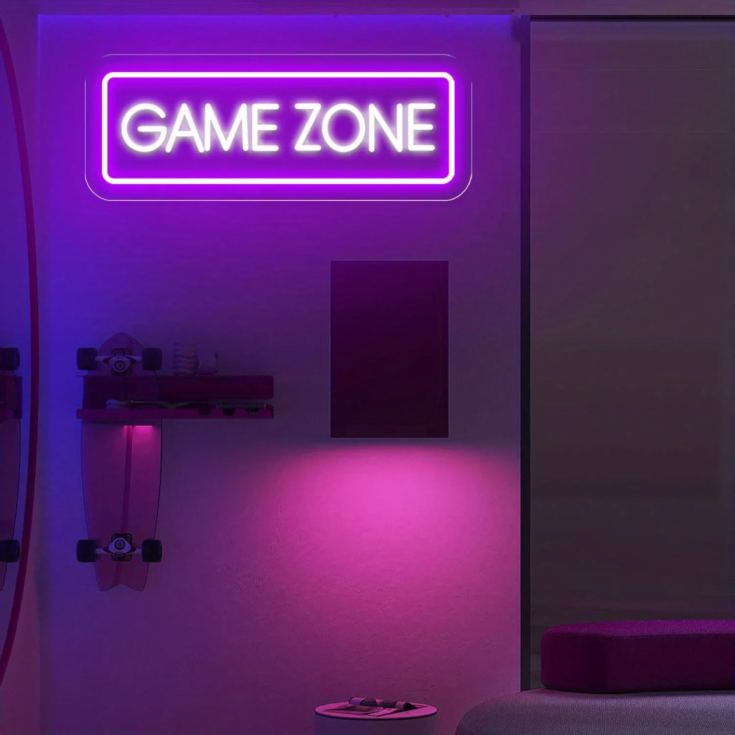 منطقة الألعاب LED النيون تسجيل USB بالطاقة عكس الضوء LED ضوء النيون تسجيل لغرفة النوم بلاي ستيشن Xbox إعداد غرفة الألعاب جدار ديكور هدية #4