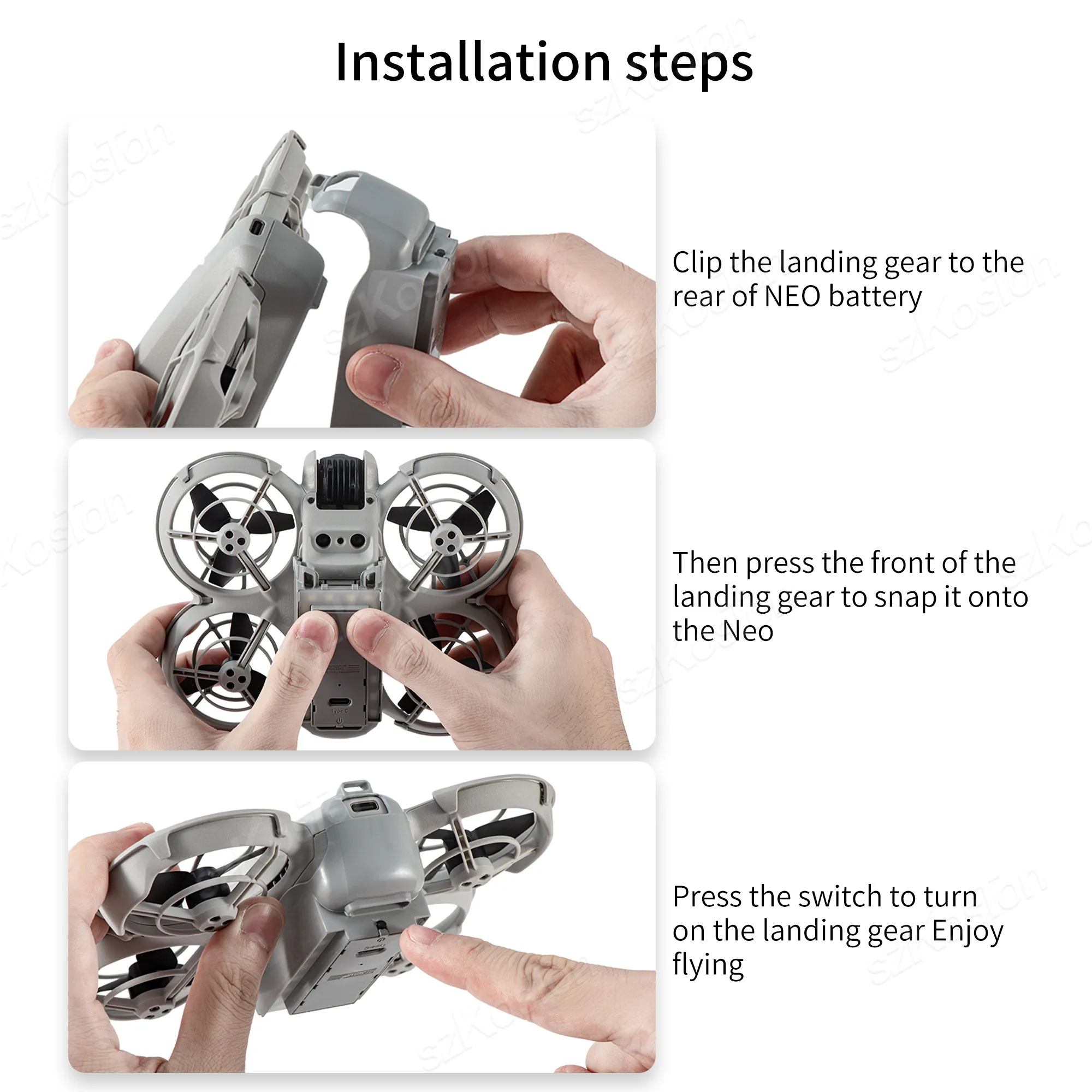 ネオLEDドローン着陸装置,飛行灯延長,高さ10mmの脚,照明三脚,充電式アクセサリー