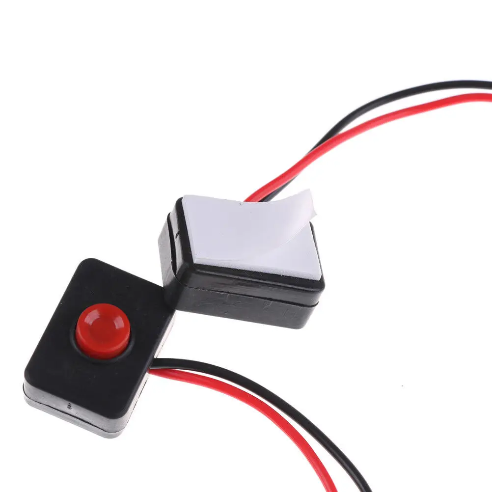 2Pcs Adhesive Base Push Button Action Wired Switch DC 12V 2AA dhesive Base Push Button for Car