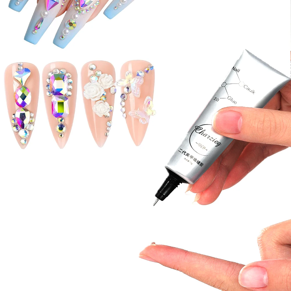 Super Adhesive Nail Rhinestone Glue, de secagem rápida Nail Art, Gel pegajoso para dicas falsas acrílicas, Jóias, 30g, 20g, 15g, 10g, 8g, 7g, 3g, gema 2g