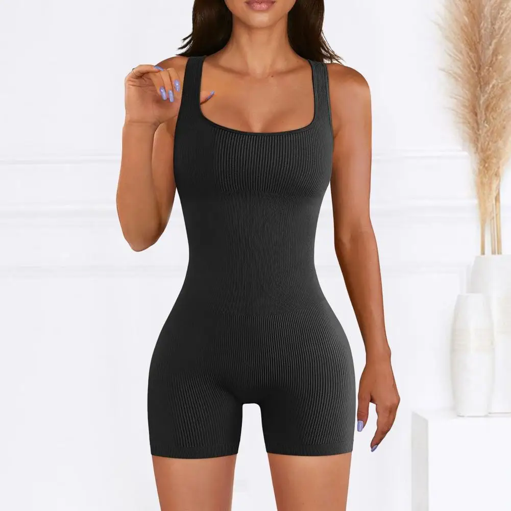 Body de Material suave para mujer, elegante mono de cuello cuadrado para mujer, traje deportivo de Yoga, mono transpirable con cintura ajustada y espalda descubierta