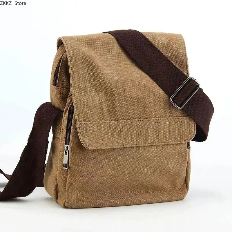 

New Vintage Canvas Bag Men's Bag Vertical Shoulder Bag Crossbody Bag Fashion Trend Men's Leisure School Bag