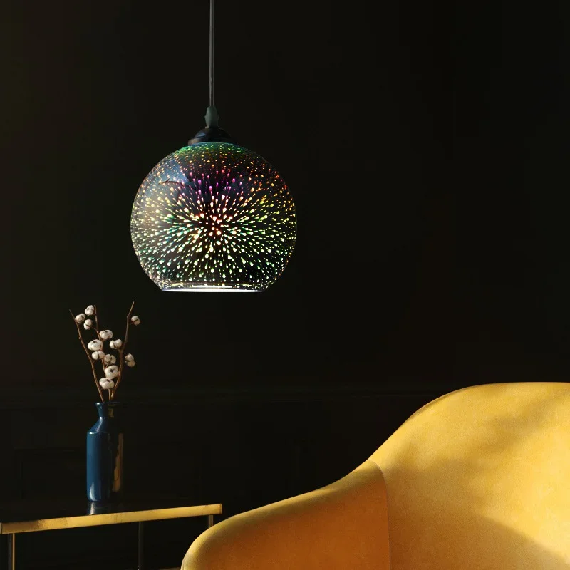 Glass Ceiling chandelier Colorful 3D  LED  Fireworks E27 Bedroom Lamp Restaurant Decorative 