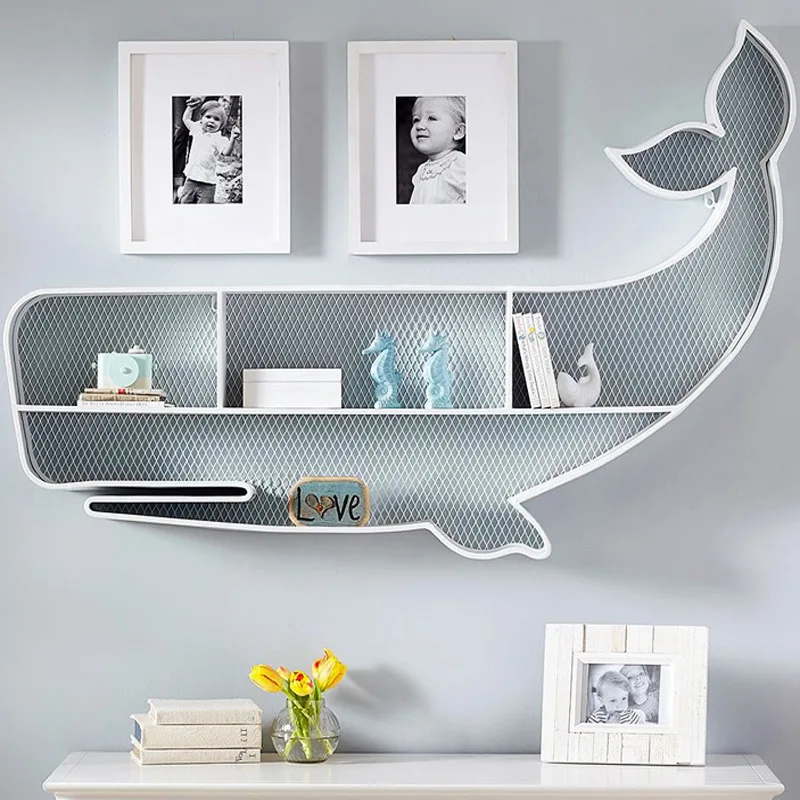 Children's study whale wall decoration wall shelf living room decoration school pendant bookcase