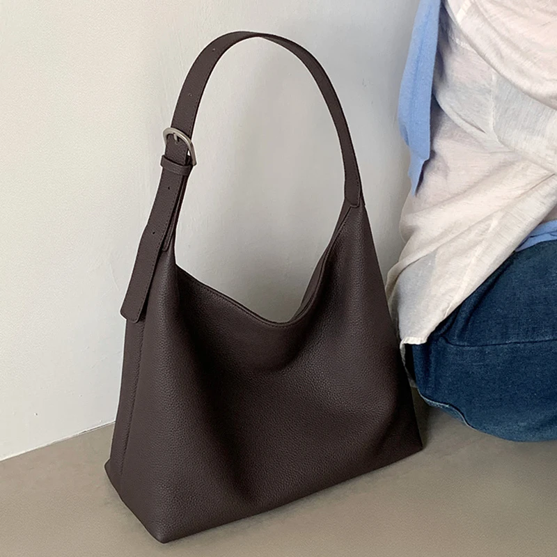 

cowhide leather women's bag new minimalist style large-capacity armpit tote bag genuine leather hand-held shoulder crossbody bag