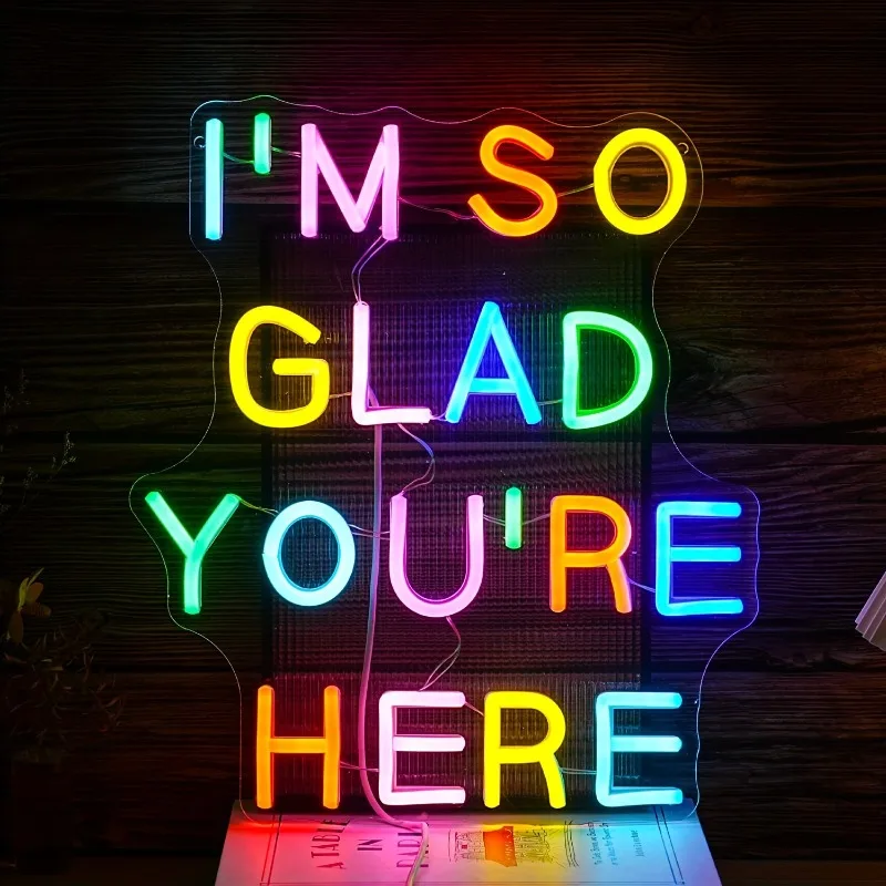 Ich Bin So Glücklich, Dass Du Hier Bist Neon, Wanddekoration, USB-Betrieben, Mehrfarbiges Neon, Klassenzimmer, Hochzeit, Party, Geschäft