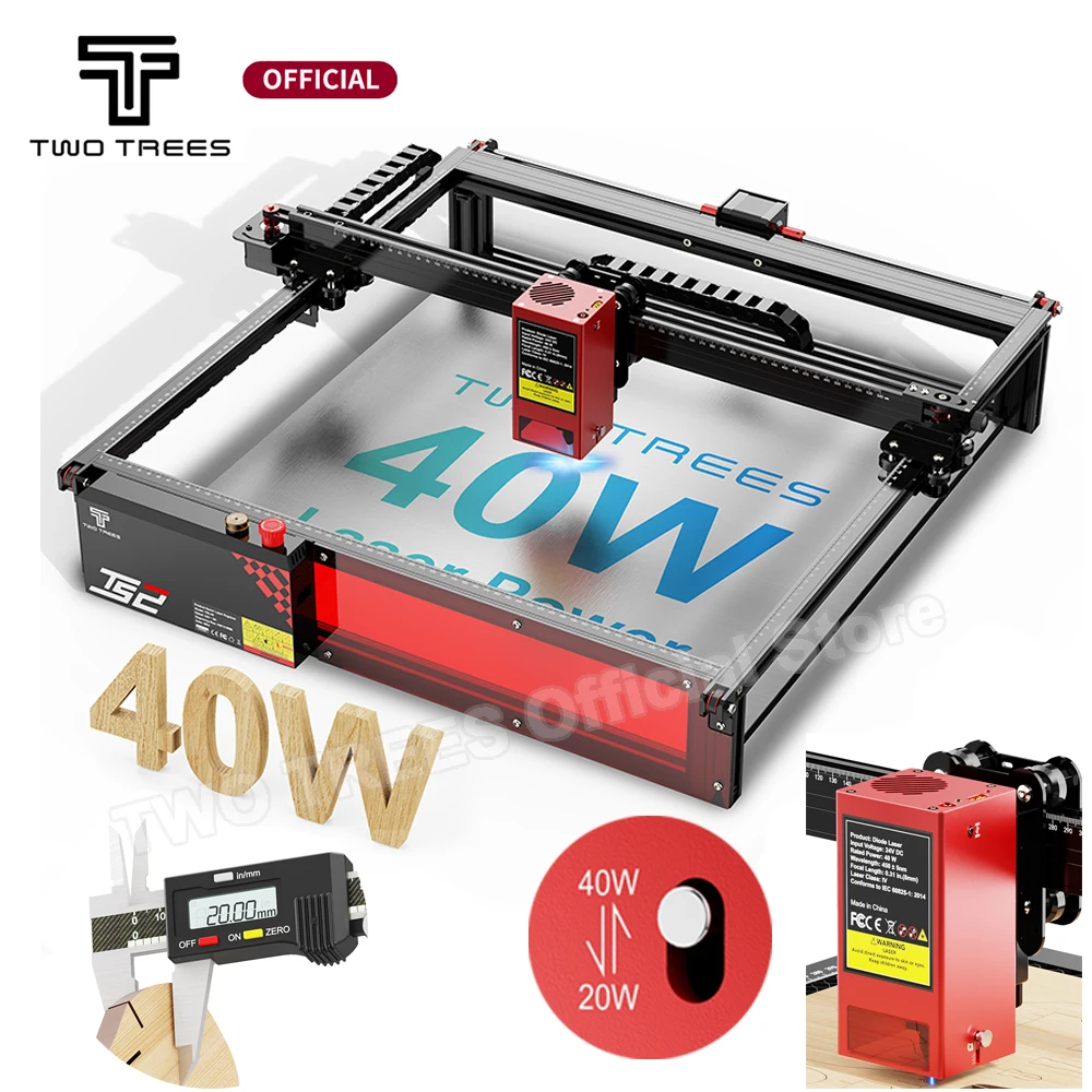 Twotrees TS2-40W Laser Engraver 20W to 40w One-Click Power Shift Laser Engraving Cutting Machine Flame Detection Wifi 450x410mm