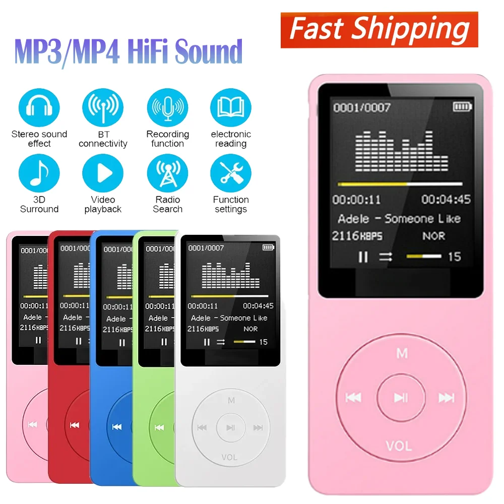 Bluetooth-compatible Mp3 Music Player Lossless Portable Fm Radio External Ultra-thin Student Sports Walkman Mp3 Player Recorder
