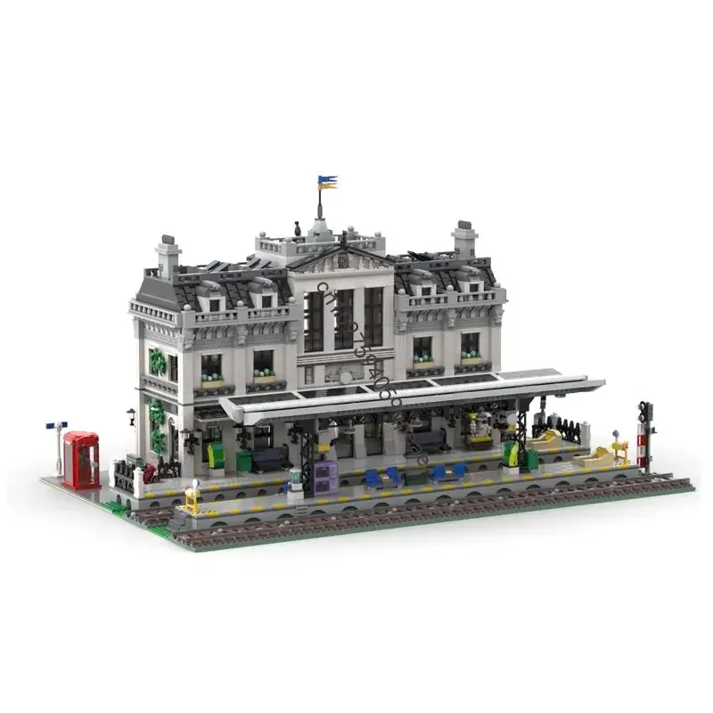 

New 8922Pcs City Hot Selling Street View Moc Modular Train Station Model Custom Puzzle Creative Ideas Kids Toys Birthday Gifts