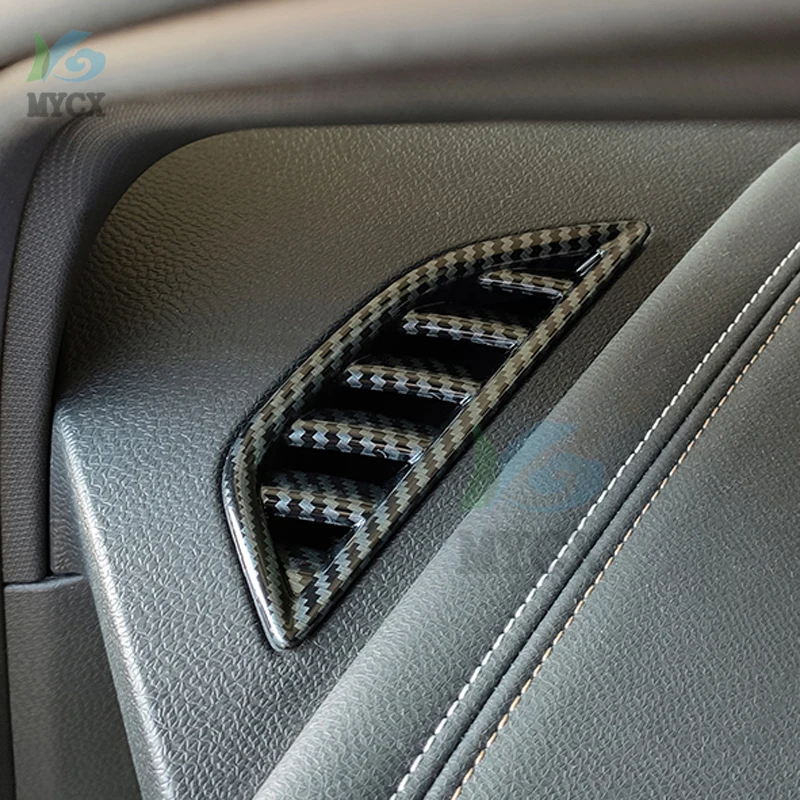 ل Volkswagen VW ID.4X ID.4 ID4 2021 + ألياف الكربون لوحة سيارة تكييف الهواء منفذ تنفيس غطاء إطار الكسوة ملصق الملحقات #2