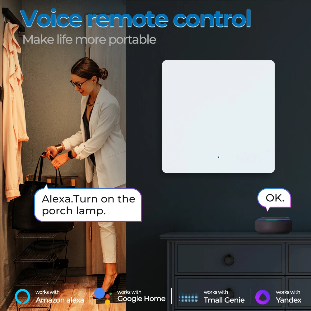 Tuya Zigbee EU UK Smart Light Switch Button Switch No Neutral Wire No Capacitor Needed Smart Life APP Support Alexa Google Home