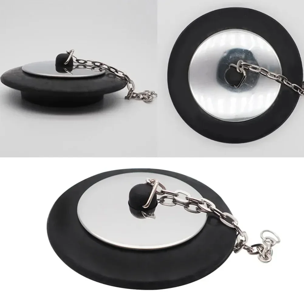 1 stücke Bad Stecker Gummi Badewanne Stopper Abfluss mit Kette Waschbecken Waschbecken Metall 7,5x7,5x3cm Banthroom Zubehör