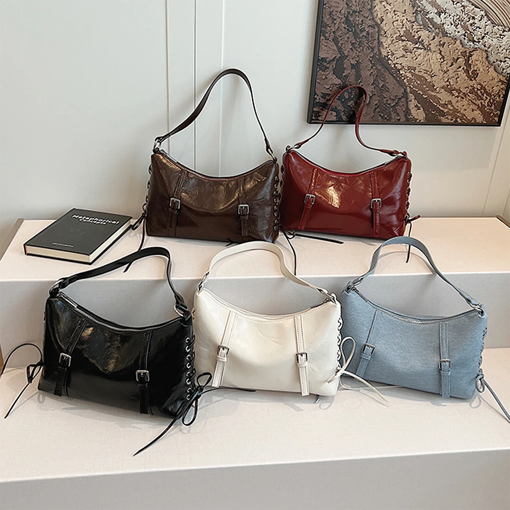 Umhängetasche für Damen, Schleife, Umhängetasche, PU-Leder, verstellbarer Riemen, Handtasche mit Innentasche für Arbeit, Reisen