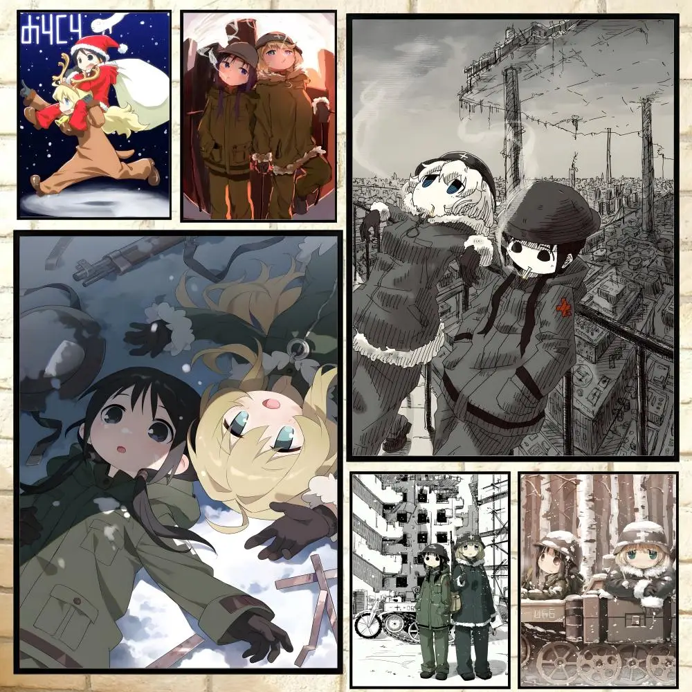 Beliebtes Anime Girls Last Tour Poster, vielseitige, wasserfeste HD-Wandkunst, selbstklebende Dekoration für jeden Raum, ideales Geschenk