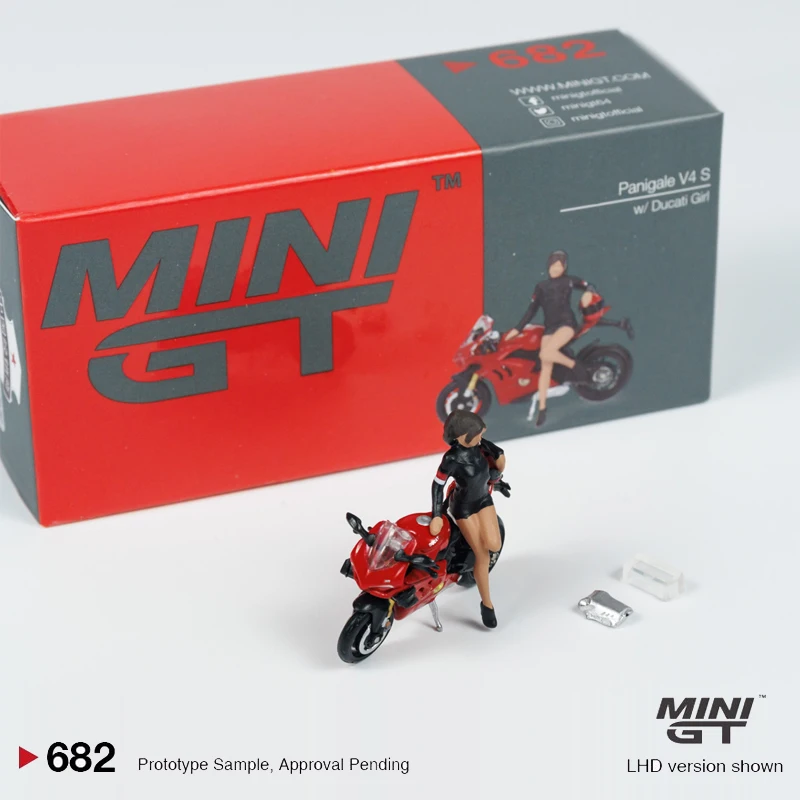 MINIGT 1:64 Panigale V4 S w Locomotive Girl moto Alloy car model 682